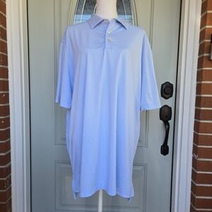 Peter Millar Hales Performance Jersey Polo Golf Blue White Stripe Summer Comfort